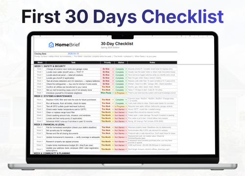 First 30 Days Homeowner Checklist